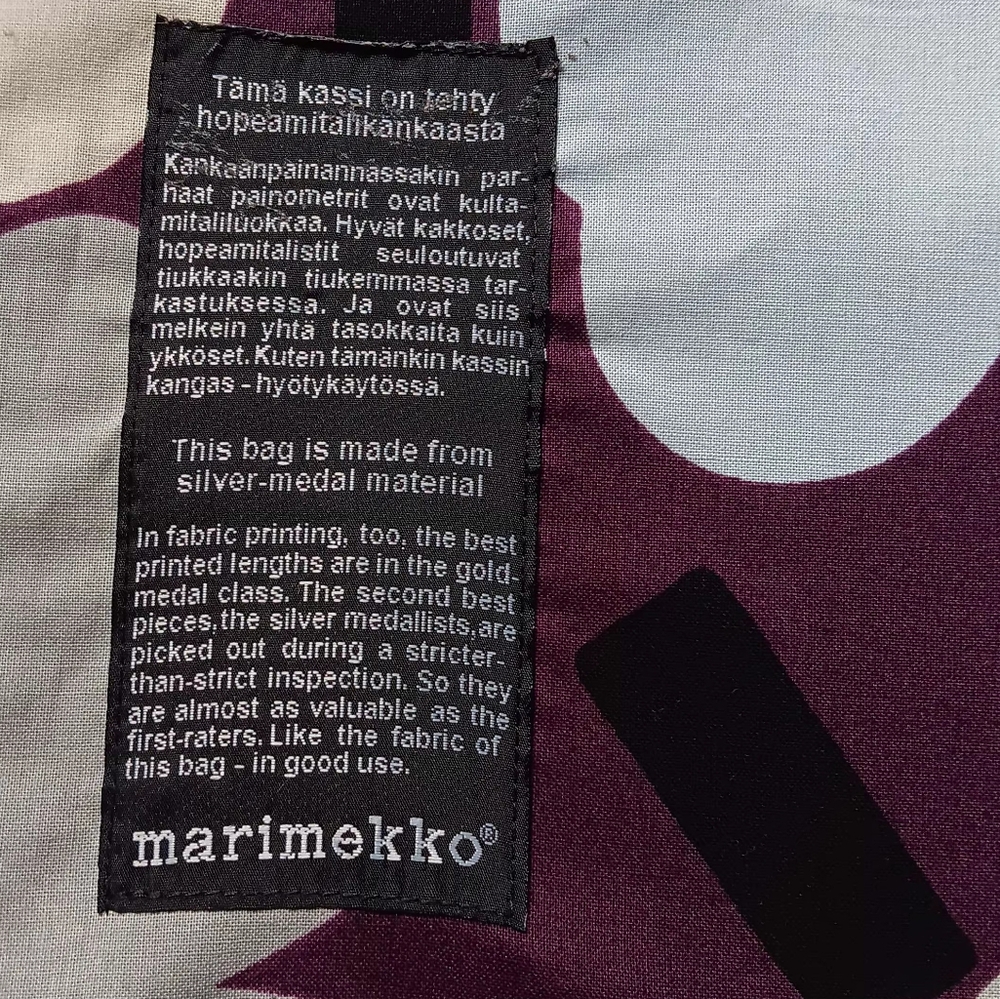 NWT Marimekko Silver Medal "Unikko" Cotton Tote Shopping Bag - Picture 4 of 6